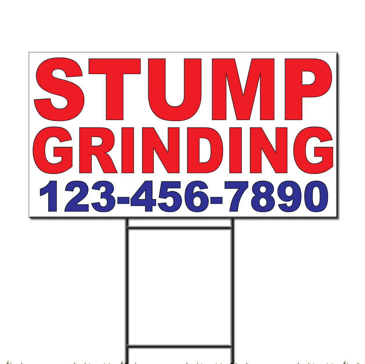 Stump Grinding Phone Custom Red Blue Custom Plastic Yard Sign /Free Stakes