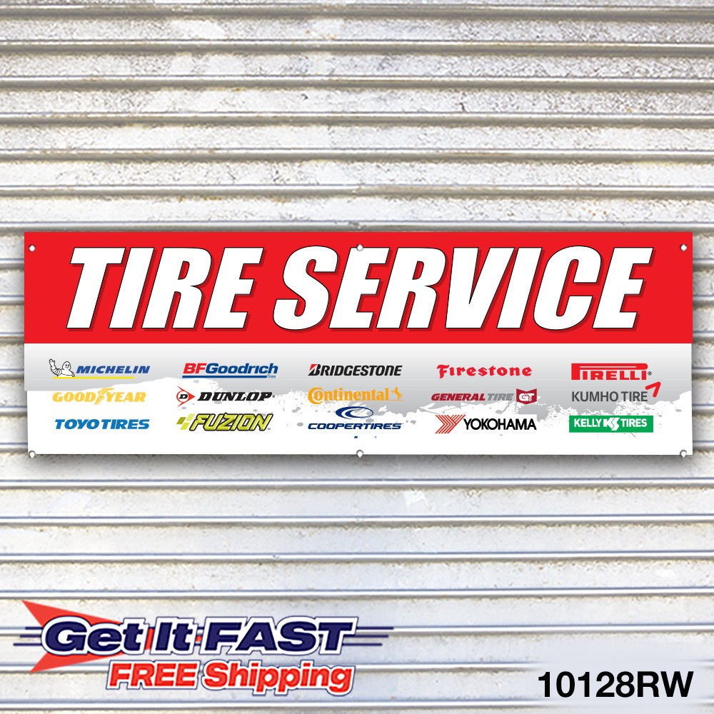 Tire Service Banner Sign Tire Dealer Auto Repair Service Bay Garage