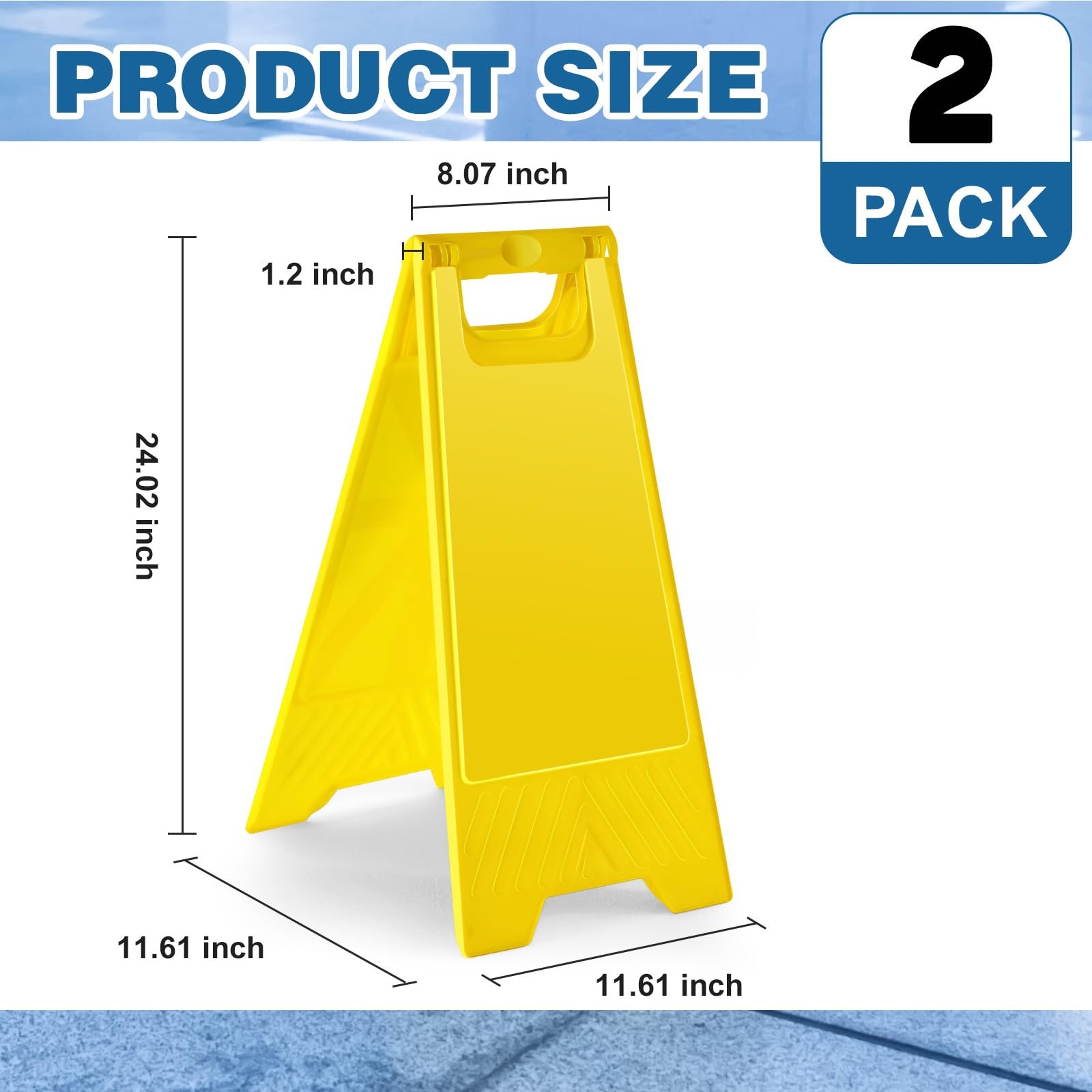 2 Pack 24&Prime; Height Blank Floor Sign Yellow A-frame Foldable Caution Sign Stick…