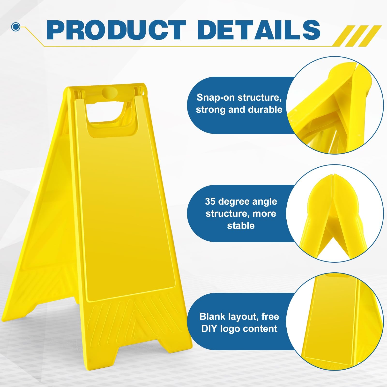 2 Pack 24&Prime; Height Blank Floor Sign Yellow A-frame Foldable Caution Sign Stick…
