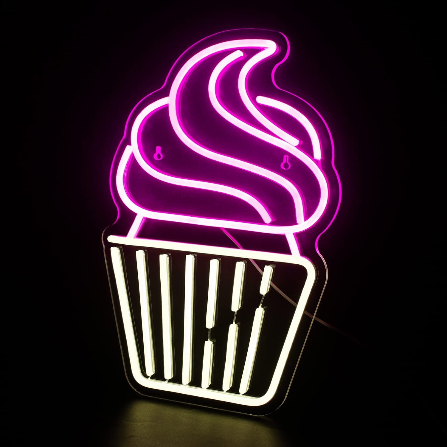 Cupcake Neon Sign Led Pink Warm White Neon Lights for Wall Decor Usb Light Up…