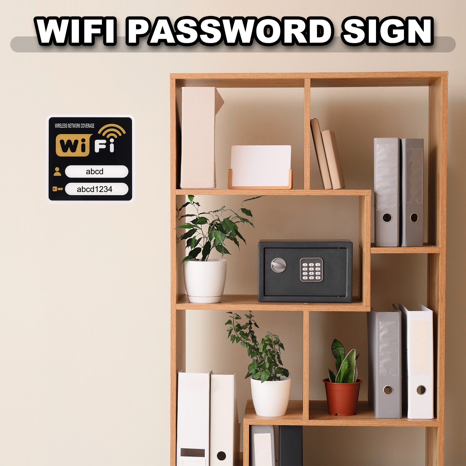 6&Prime; x 6&Prime; Wifi Password Sign, 1 Pcs Acrylic WiFi Sign Self Adhesive, Yellow