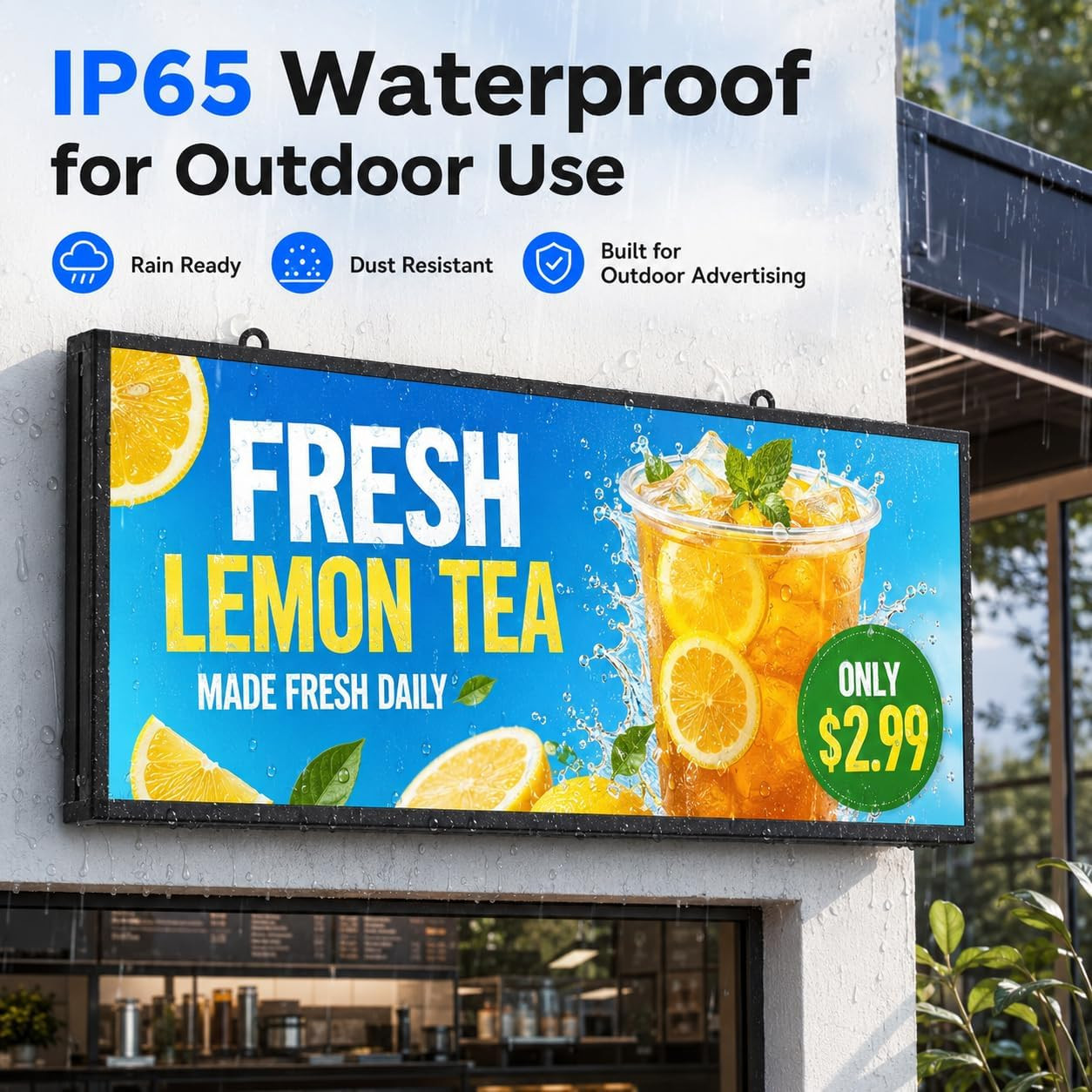 P5 Outdoor LED Sign 39&Prime; X 14&Prime;, Wifi & USB Programmable Full-Color Message Board,