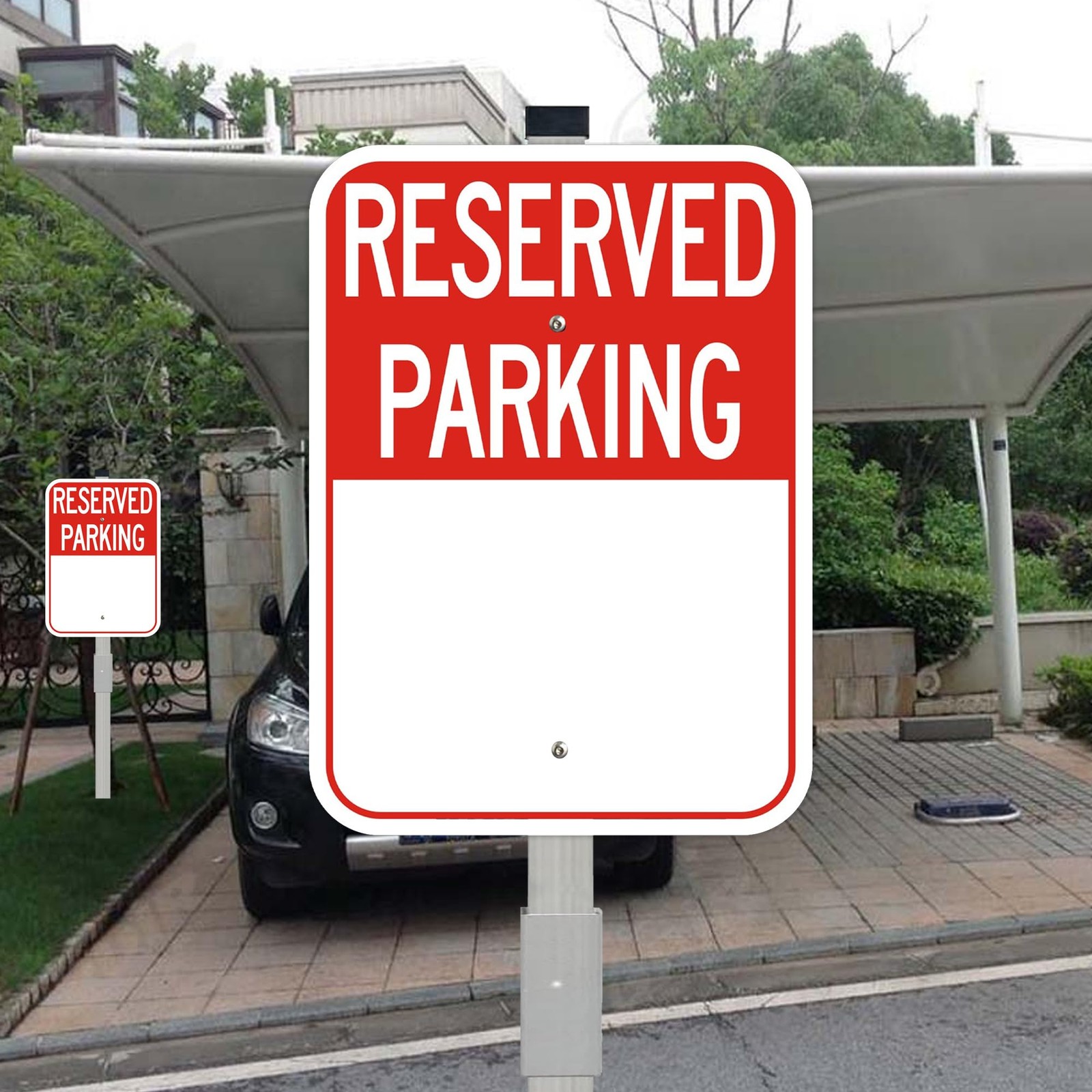 Blank Reserved Parking Signs With 36 Inch Stakes 14×10 Inch Aluminum 2 PCS