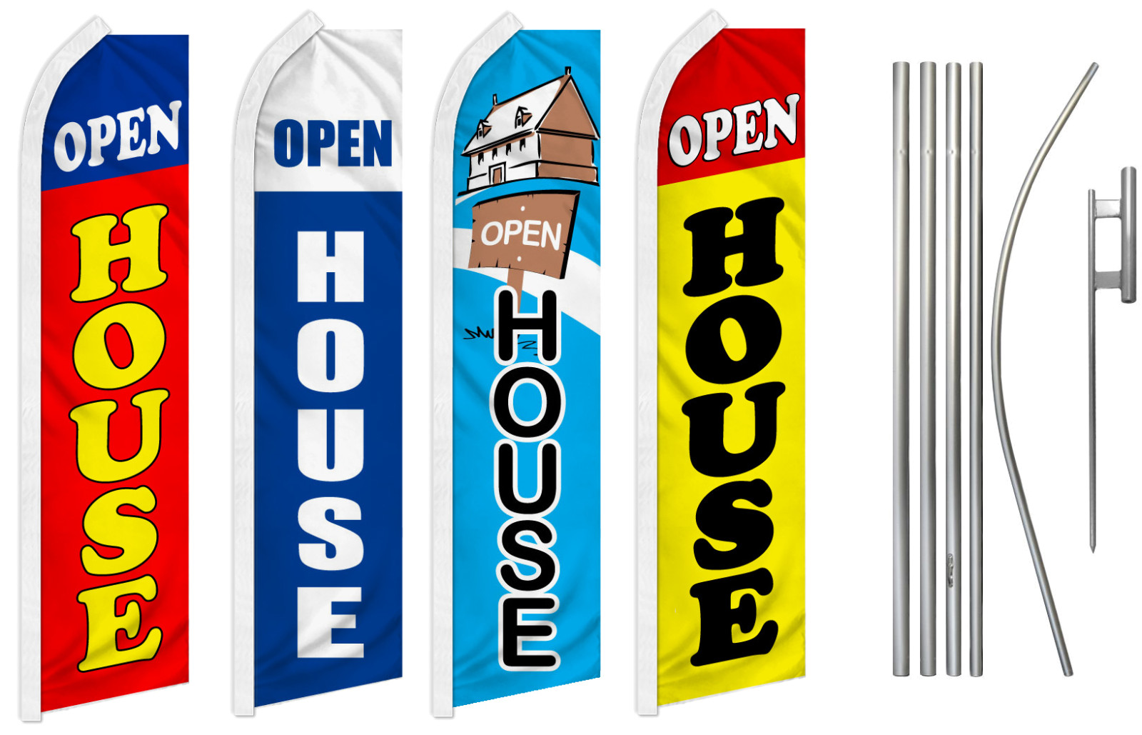 Open House Swooper Feather Flutter Flag & Pole Kit Real Estate Flags