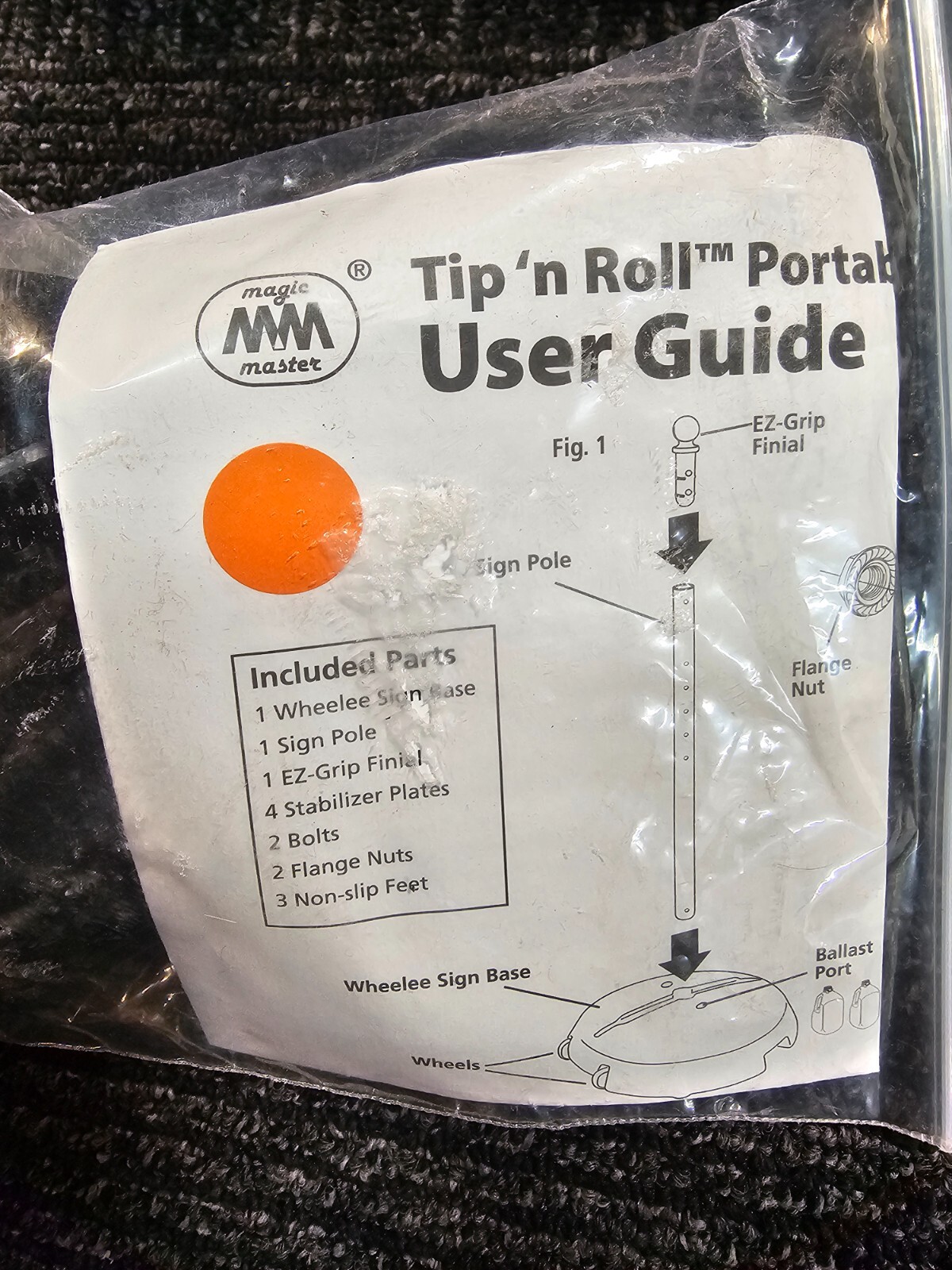 Wheelee Universal PP Base Sidewalk Sign Replacement Black For Portable Pole