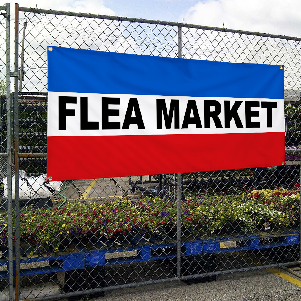Vinyl Banner Multiple Sizes Flea Market Weatherproof Industrial Yard Signs