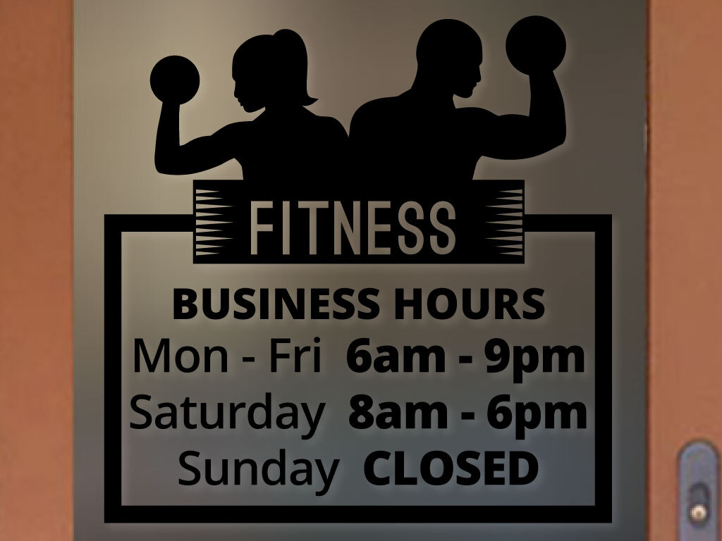 FITNESS GYM ORIGINAL BUSINESS HOURS COLORS and Sizes PERSONALIZED Sign