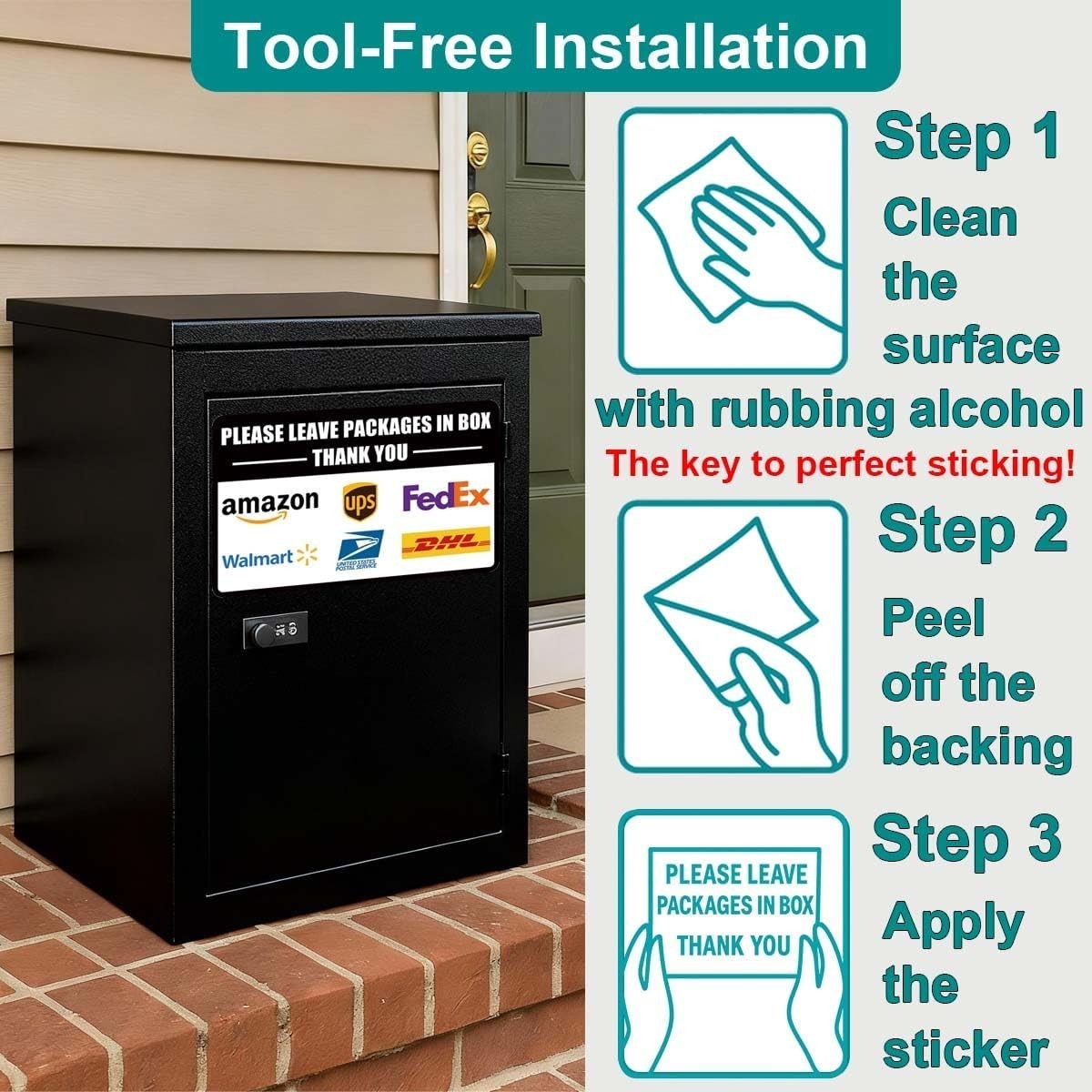 2 Pack Delivery Signs for Packages – 11 X 7 Inches Vinyl Self-Adhesive Stickers
