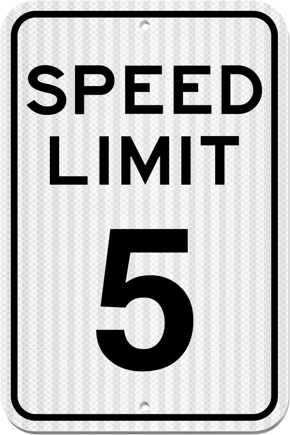 Speed ​​Limit Sign 5 MPH, Slow Down Traffic Sign, 12&Prime; (12 x 18) inch, White1