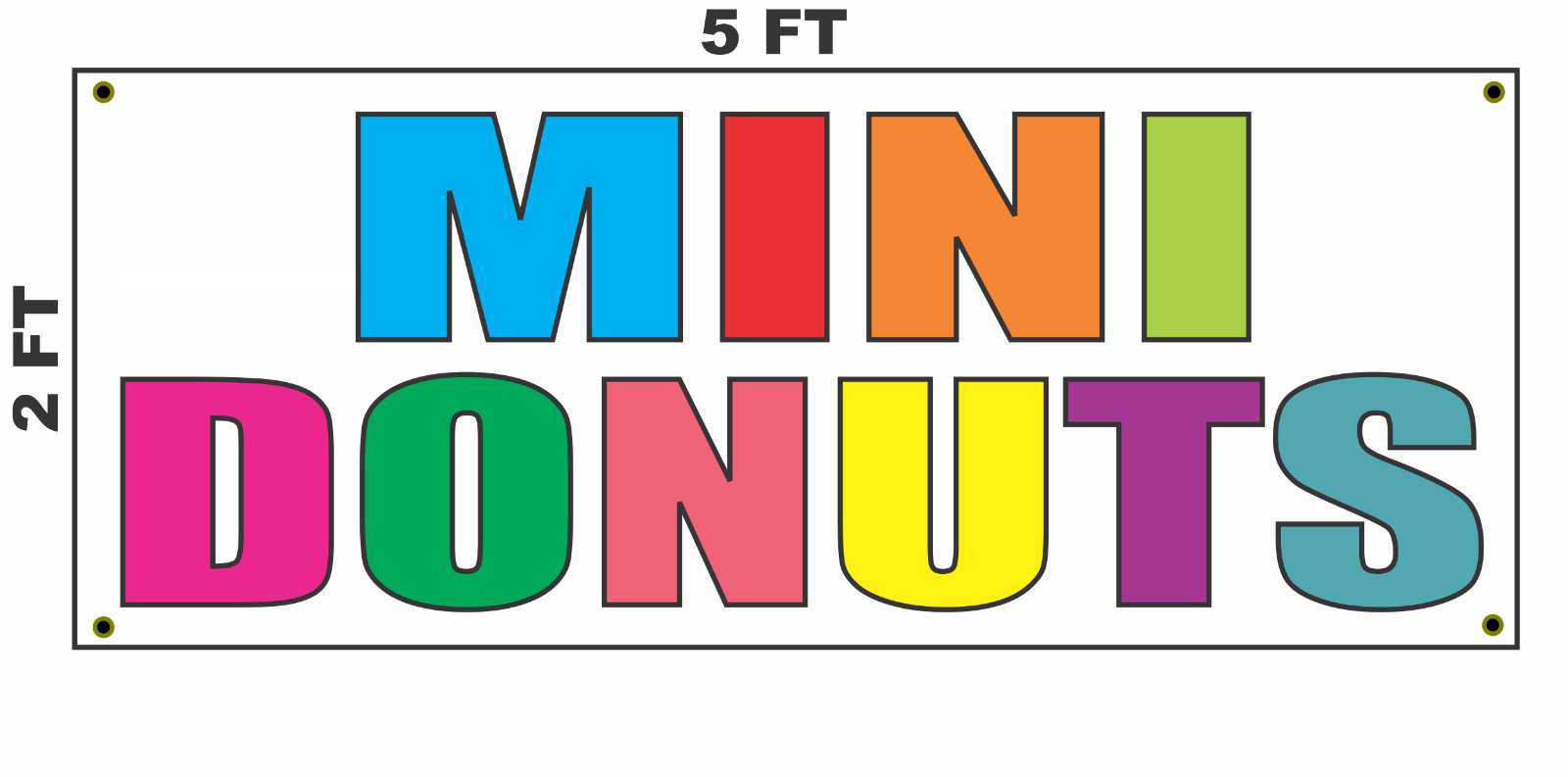 MINI DONUTS Multi-colored Banner Sign 2×5 for Coffee Shop Convenience Store