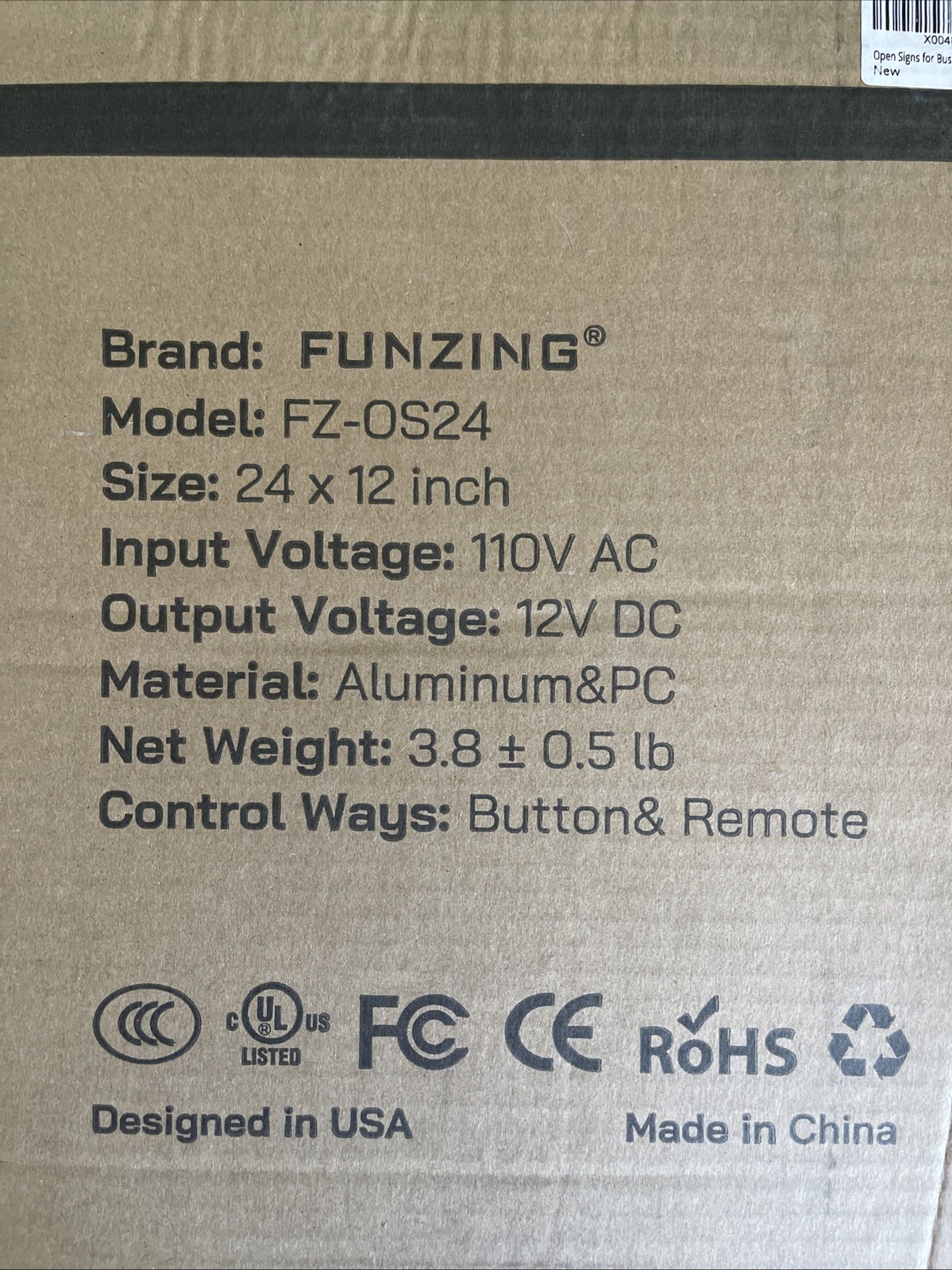 FUNZING 24 » x 12 » Bright Lighted Up Open Sign with Remote USA American Flag