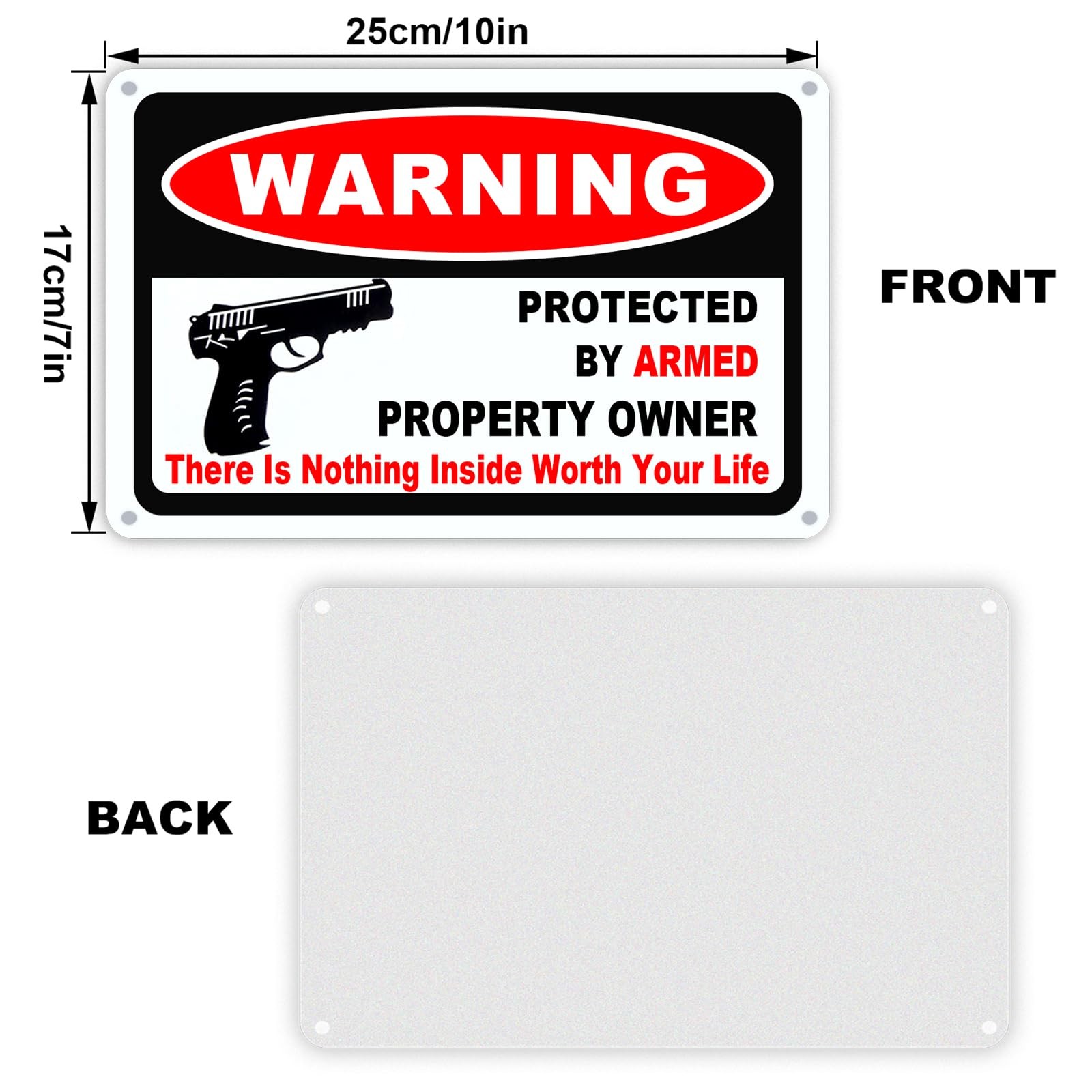 Seept 3Pack Gun Sign for Home Security 10×7 inch Warning Signs for Home Prope…