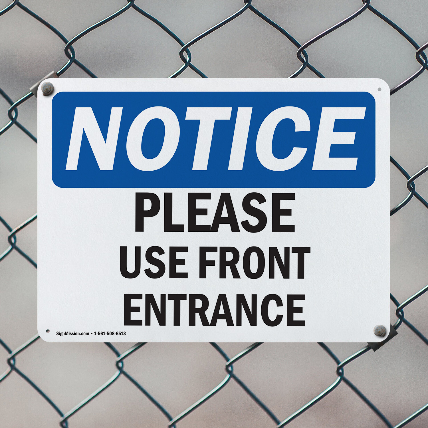 (2 Pack) Please Use Front Entrance OSHA Notice Sign Decal Metal Plastic