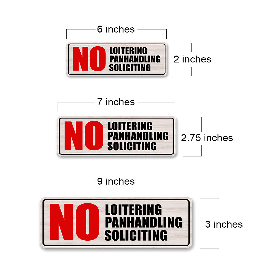 Standard Plus No Loitering No Panhandling No Soliciting Wall or Door Sign