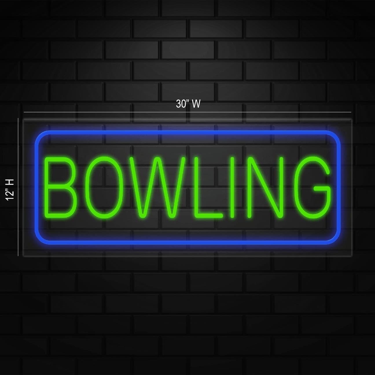 Bowling Neon Sign for Retail Displays | LED Flex Neon | 30&Prime;W x 12&Prime;H x 1&Prime;D