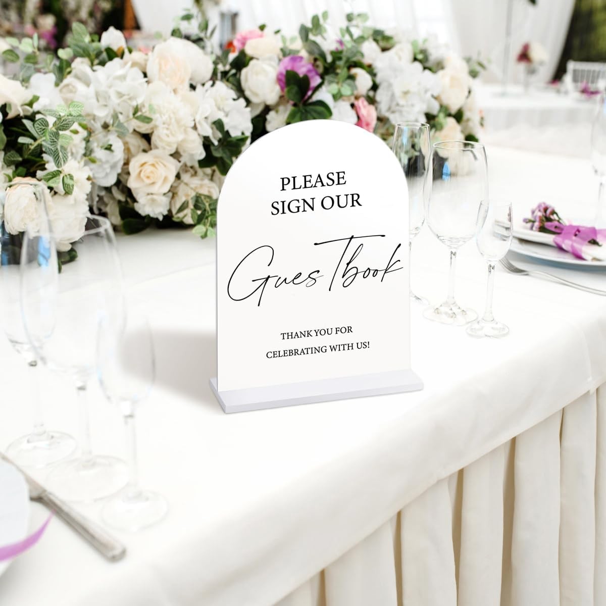 4 Pcs Arch Acrylic Wedding Signs with Stand Reception 5×7 Inch White Arched