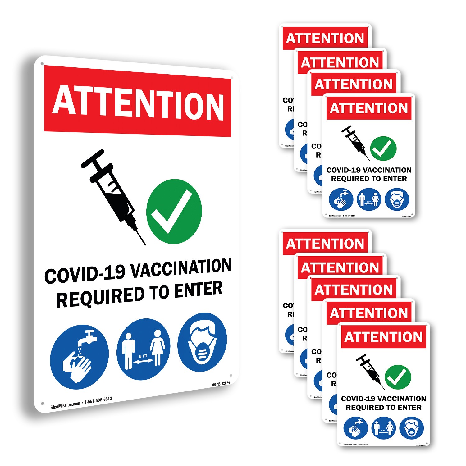 Covid-19 Vaccination Required to Enter Public Safety Sign, Decal 5 or 10 Pack