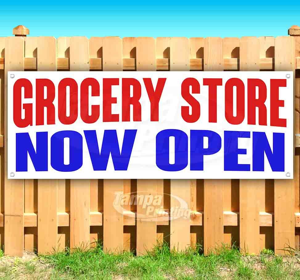 GROCERY STORE NOW OPEN Advertising Vinyl Banner Flag Sign Many Sizes