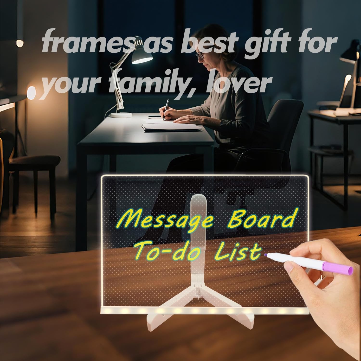 Acrylic Dry Erase Board with Light Up Acrylic Message Board Large, Acrylic Bi…