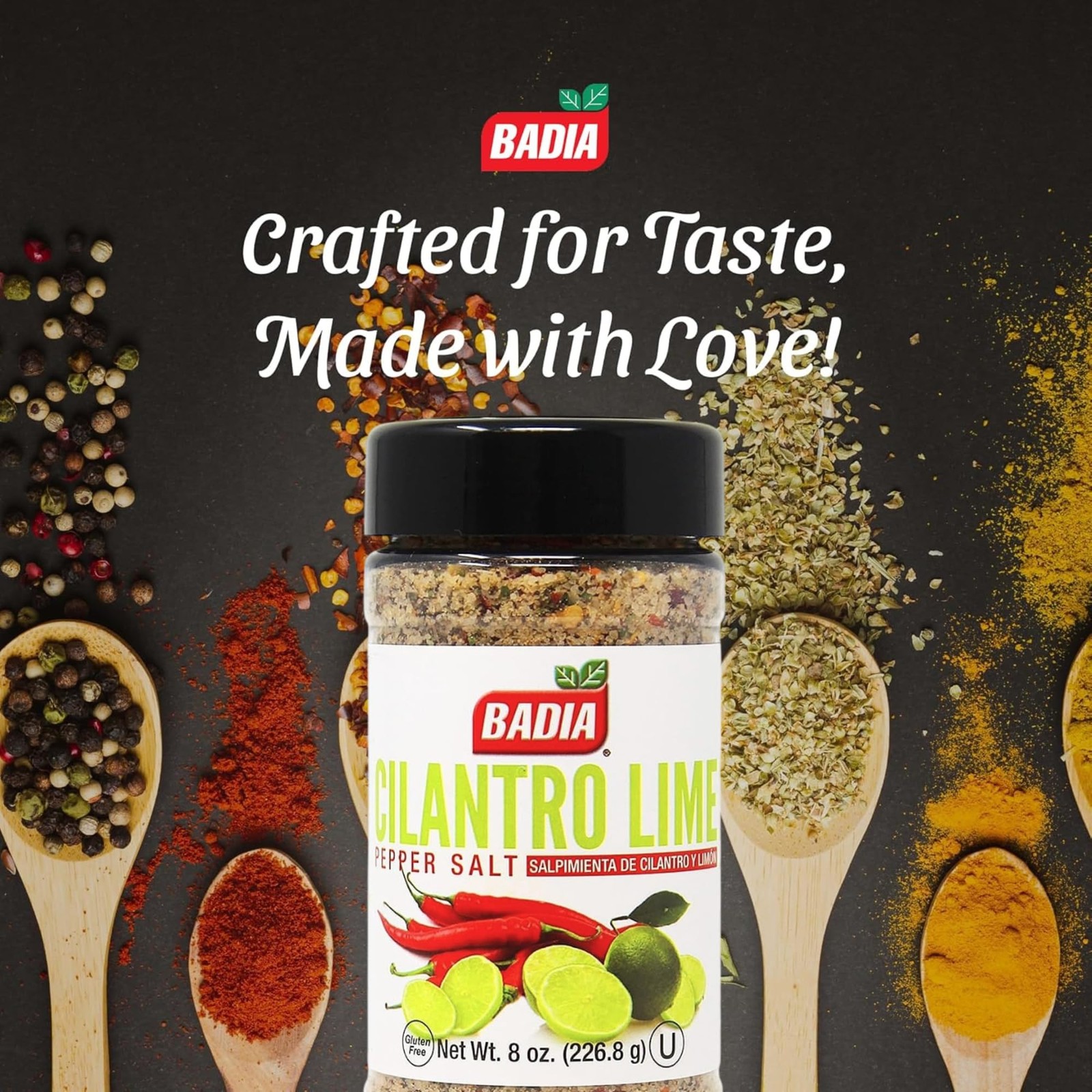 Cilantro Lime Pepper Salt, 8 oz (Pack of 1), White, Red, Black and Some Green