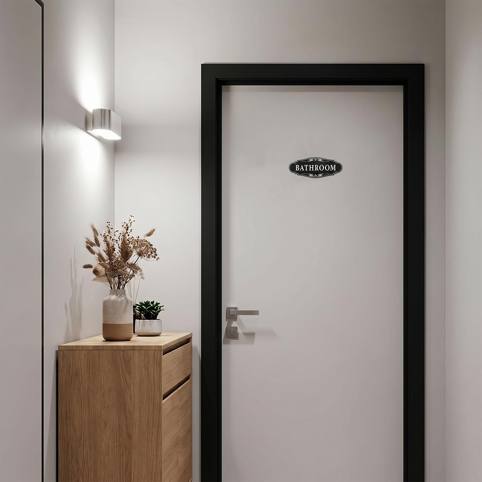 3 Pcs Laundry Room Sign Self-Adhesive Vinyl Door Signs for Bathroom Black