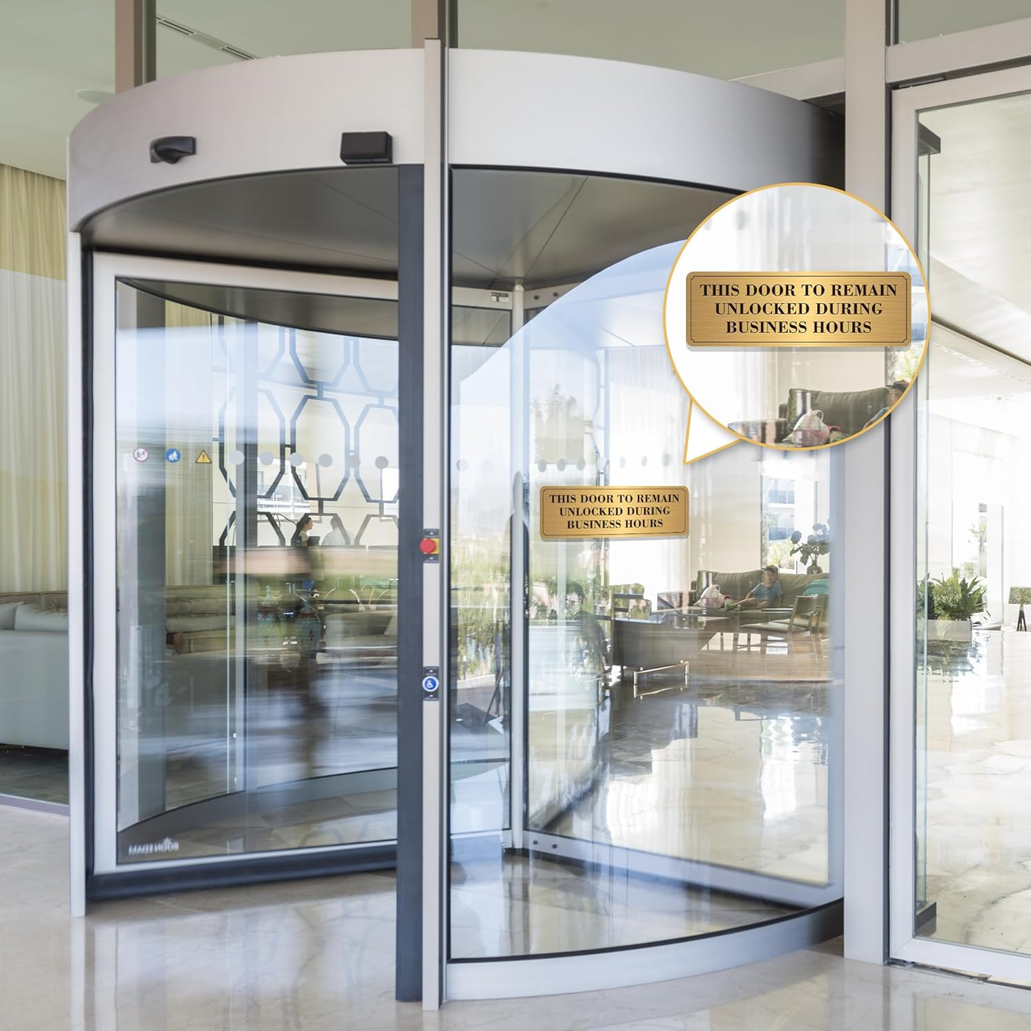 2PCS Door Must Remain Unlocked During Business Hours Sticker Sign，Self-Adhesive