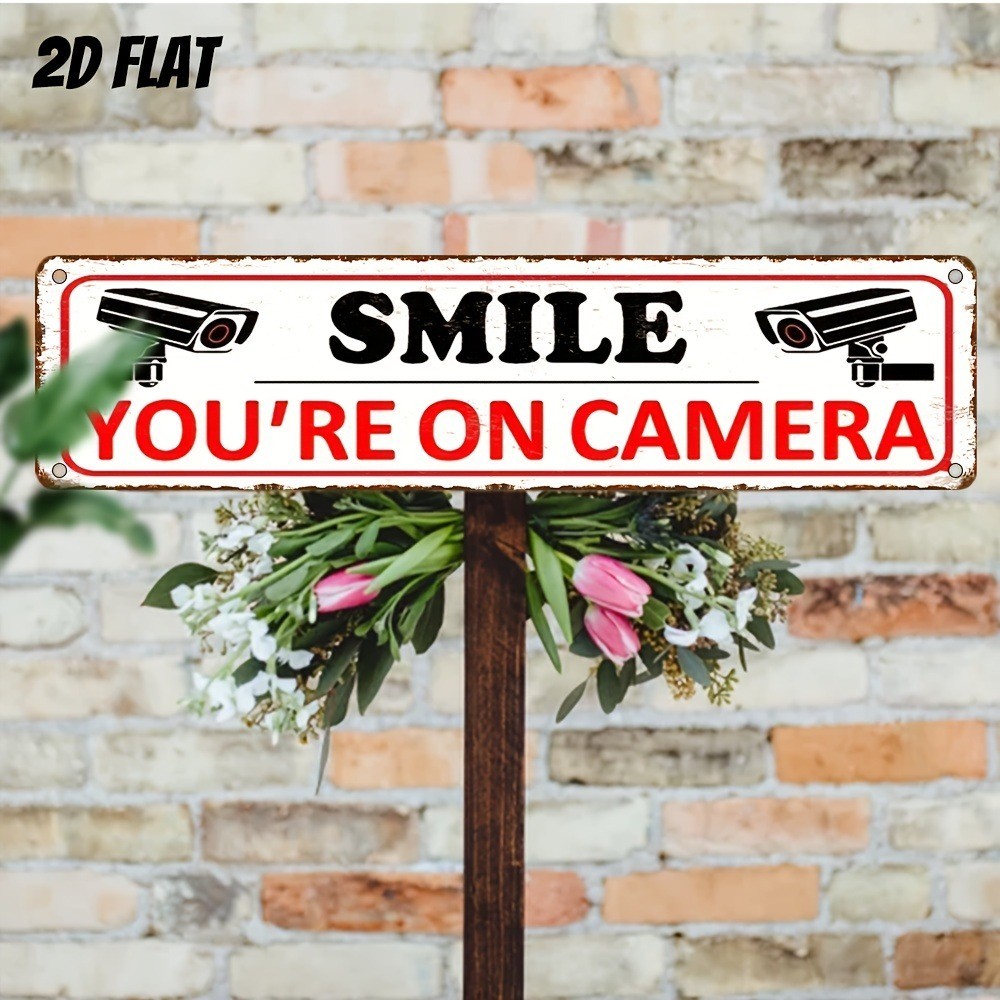 « YOU&rsquo;RE ON CAMERA » Aluminum Wall Mount For Street Patio Shop Creative Home Decor