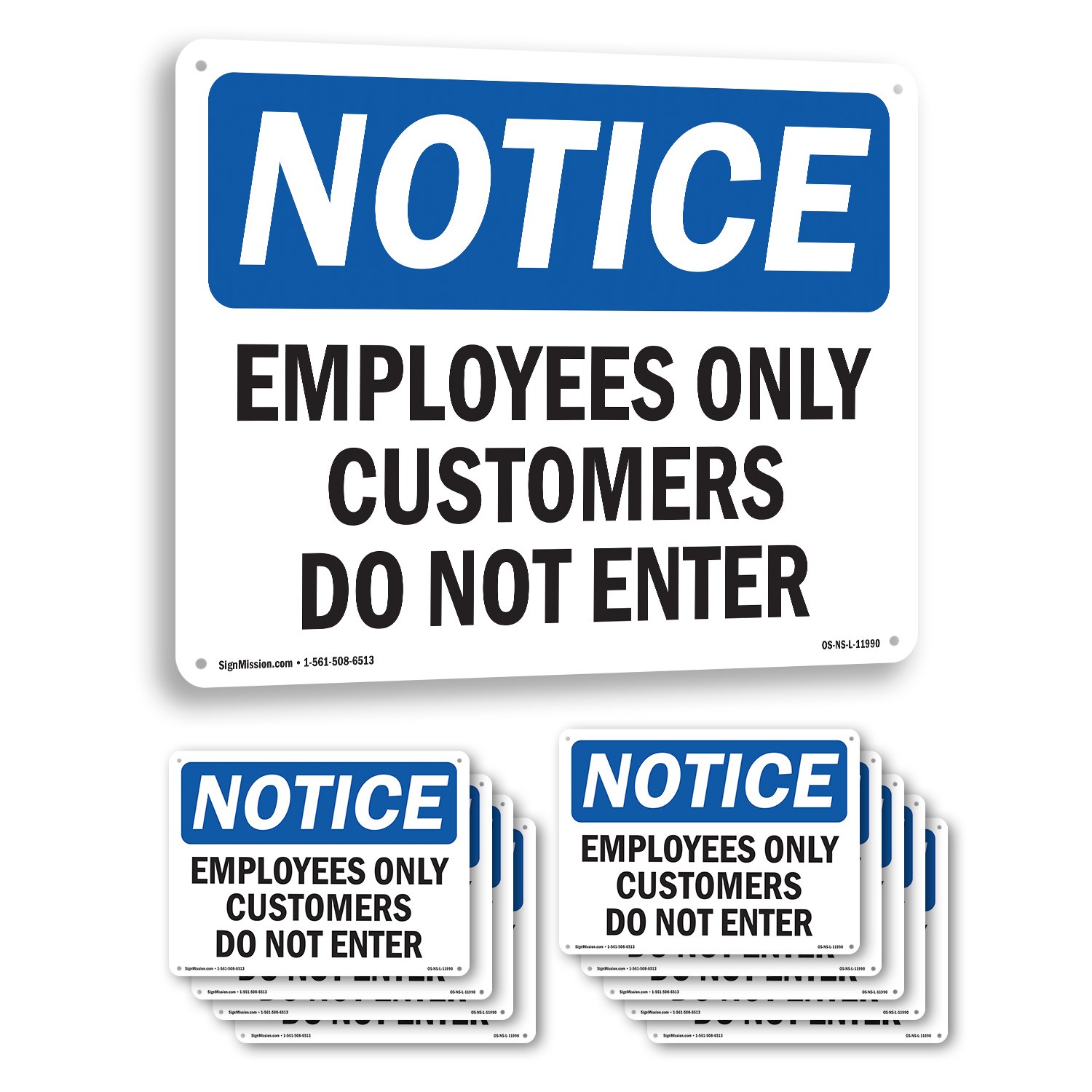 Employees Only Customers Do Not Enter OSHA Notice Sign Or Decal – 5 or 10 Pack