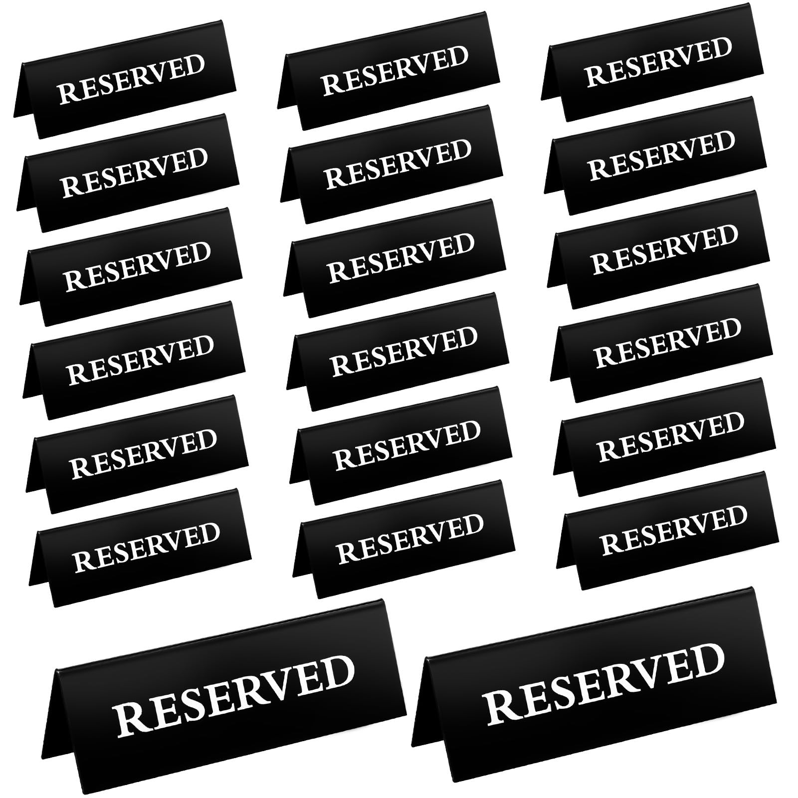 20 PCS Black Acrylic Reserved Table Signs 6×2 Inch Double Sided Waterproof
