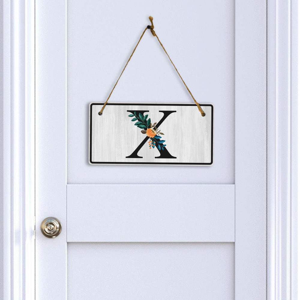 X Flower Decor 5×10 Hanging Wall or Door Sign | Alphabet Letter Room Decoration