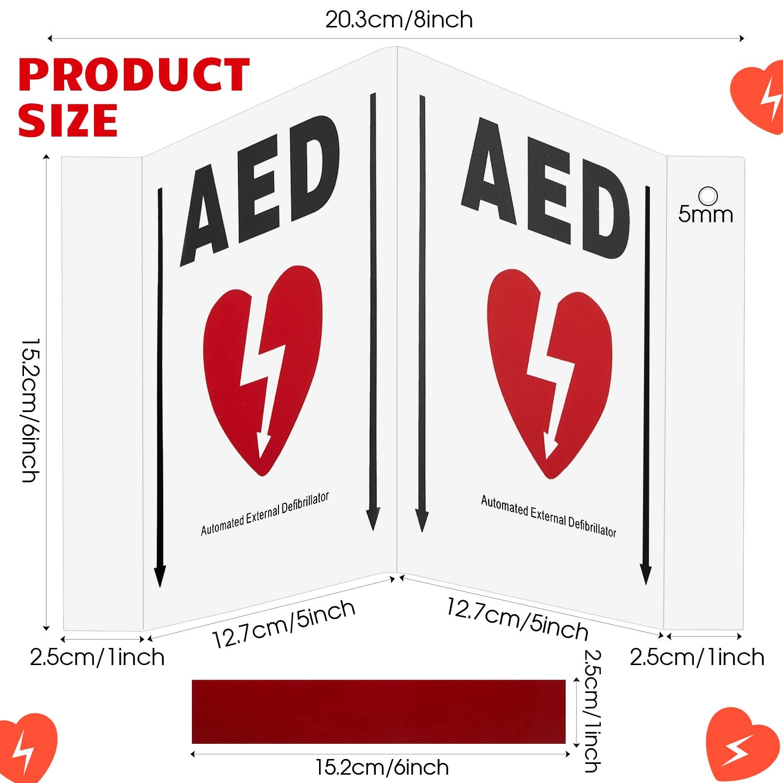 1 Set AED Projection Sign 3D AED Defibrillator Sign with Graphic Portable AED…