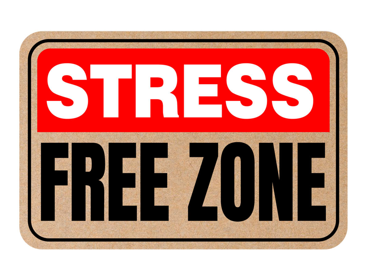 Classic Framed Plus Stress Free Zone Wall or Door Sign | Funny Home Decor