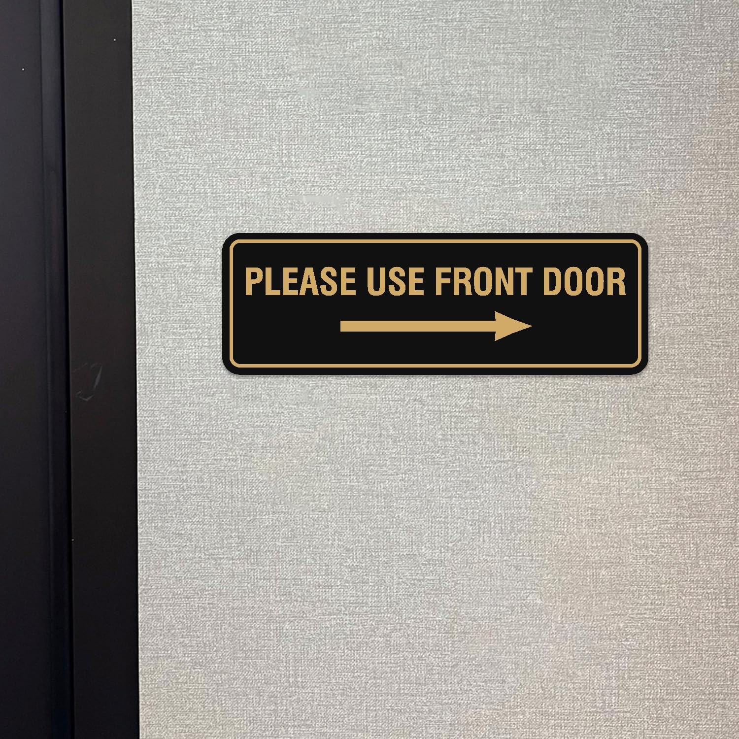 Please Use Front Door Right Arrow Sign Large Brushed Silver Wall Plaque