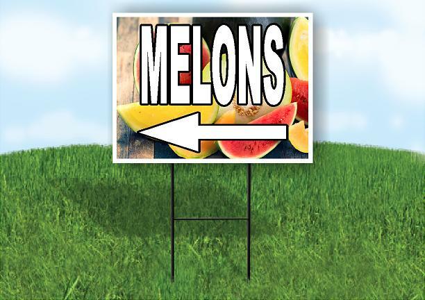 MELONS LEFT ARROW WITH WHITE Yard Sign Road with Stand LAWN SIGN Single sided
