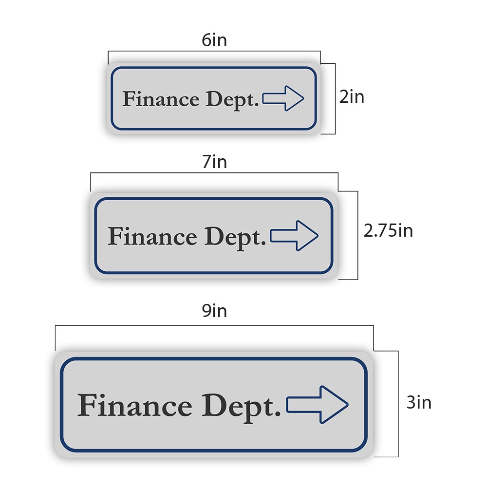 Standard Plus Finance Dept. (Right Arrow) Wall or Door Sign