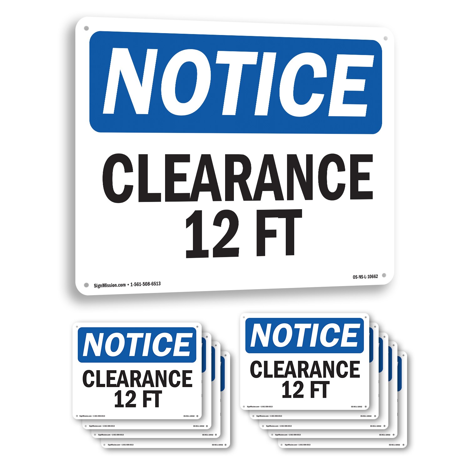 Clearance 12 Ft OSHA Notice Sign Metal, Plastic, Or Decal – 5 or 10 Pack
