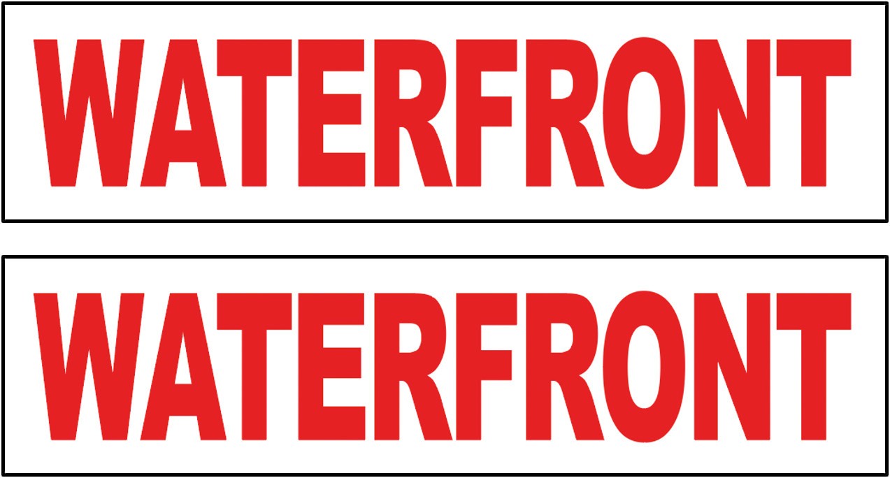 2 Pack 6×24 Inch WATERFRONT Real Estate Rider Corrugated Plastic Sign wrb