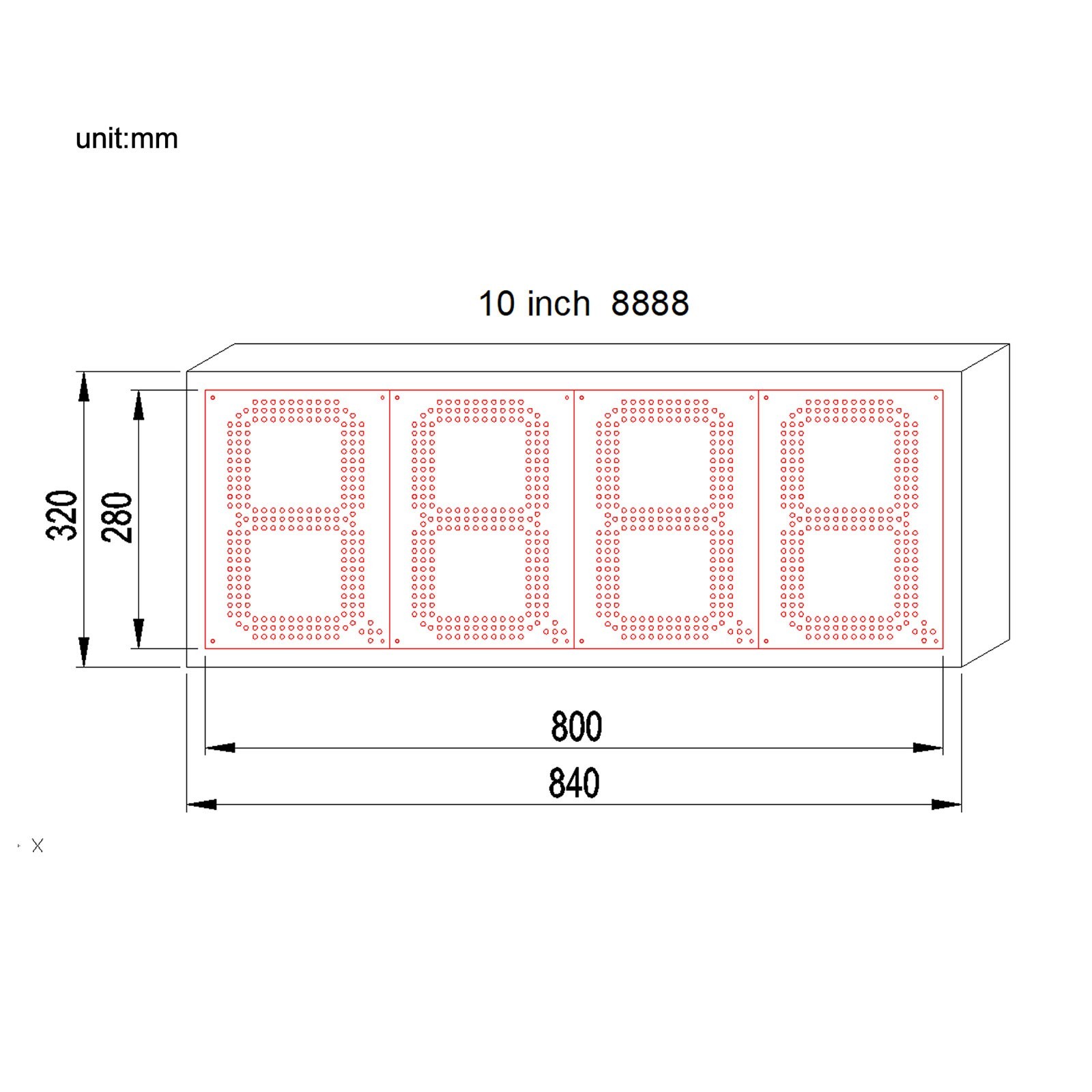 10&Prime; LED GAS STATION Electronic Fuel PRICE SIGN 8888