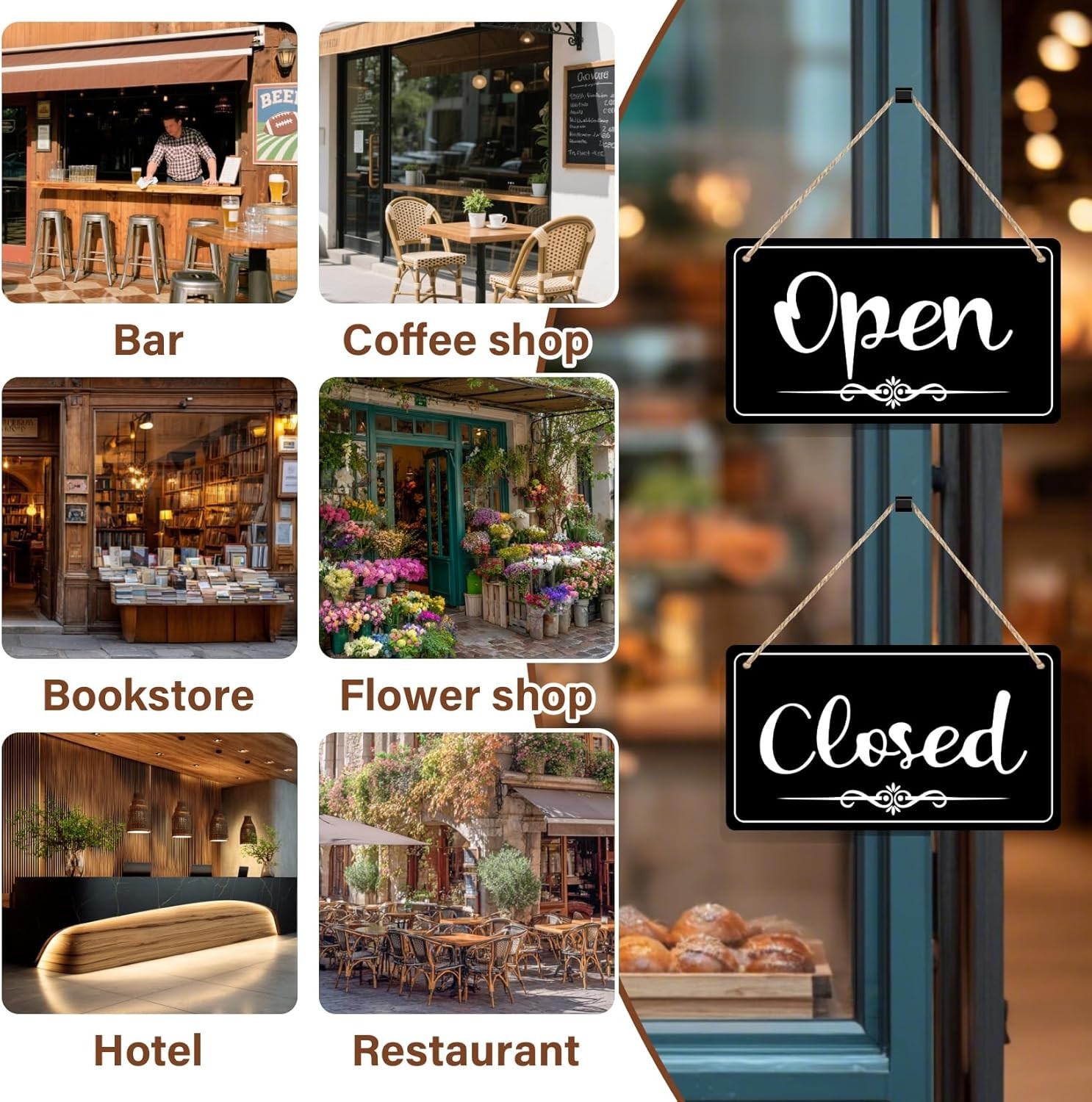 s for Business Double Sided Open Closed Sign Business Hours Sign Hanging Busi…