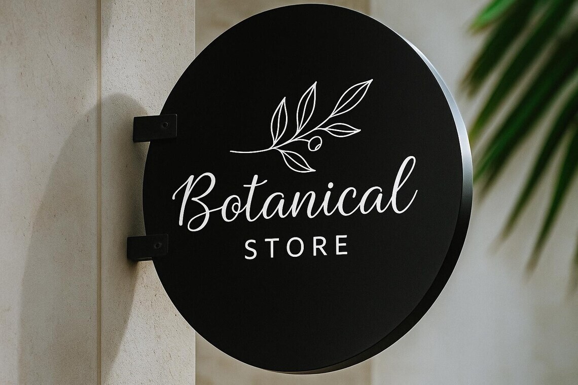 Custom Round Storefront Blade Sign | Double-Sided Business Logo | Outdoor Sign