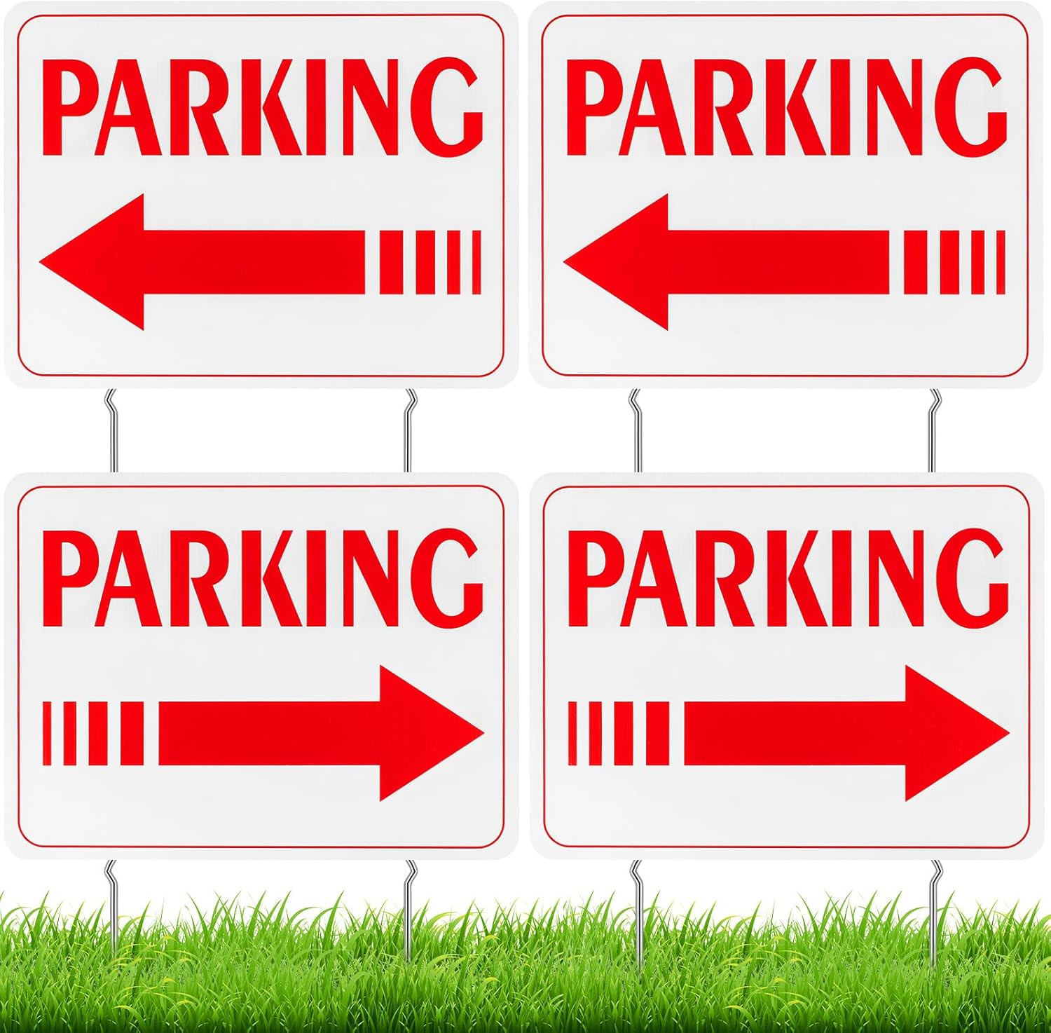 4 Pcs Event Parking Sign with Stake, with Directional Arrows 12 X 16 Inch Double