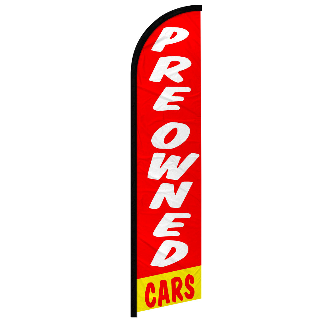 Pre-owned Cars Windless Advertising Swooper Flag Dealership Flag Red