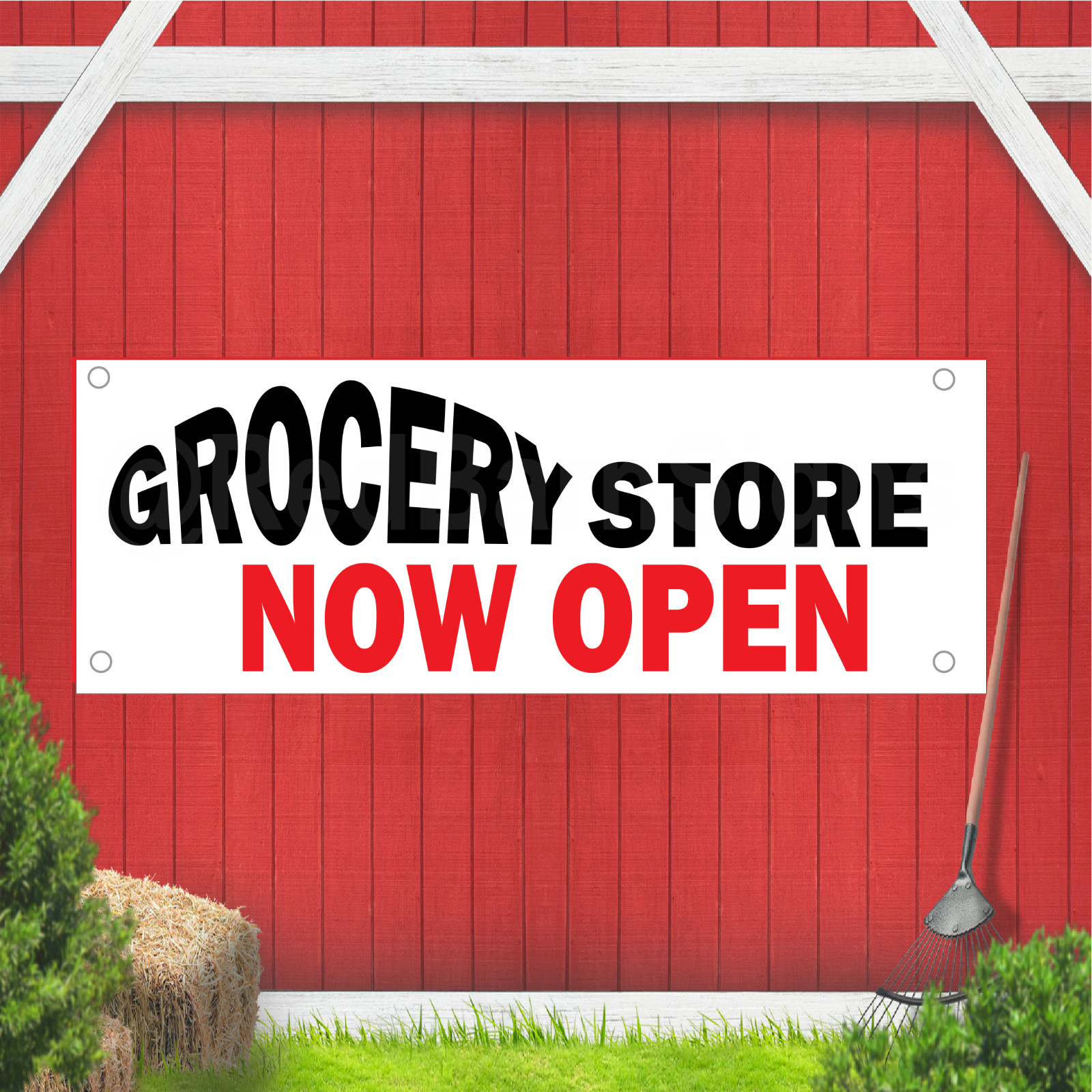Grocery Store Now Open Indoor Outdoor Vinyl Banner Design