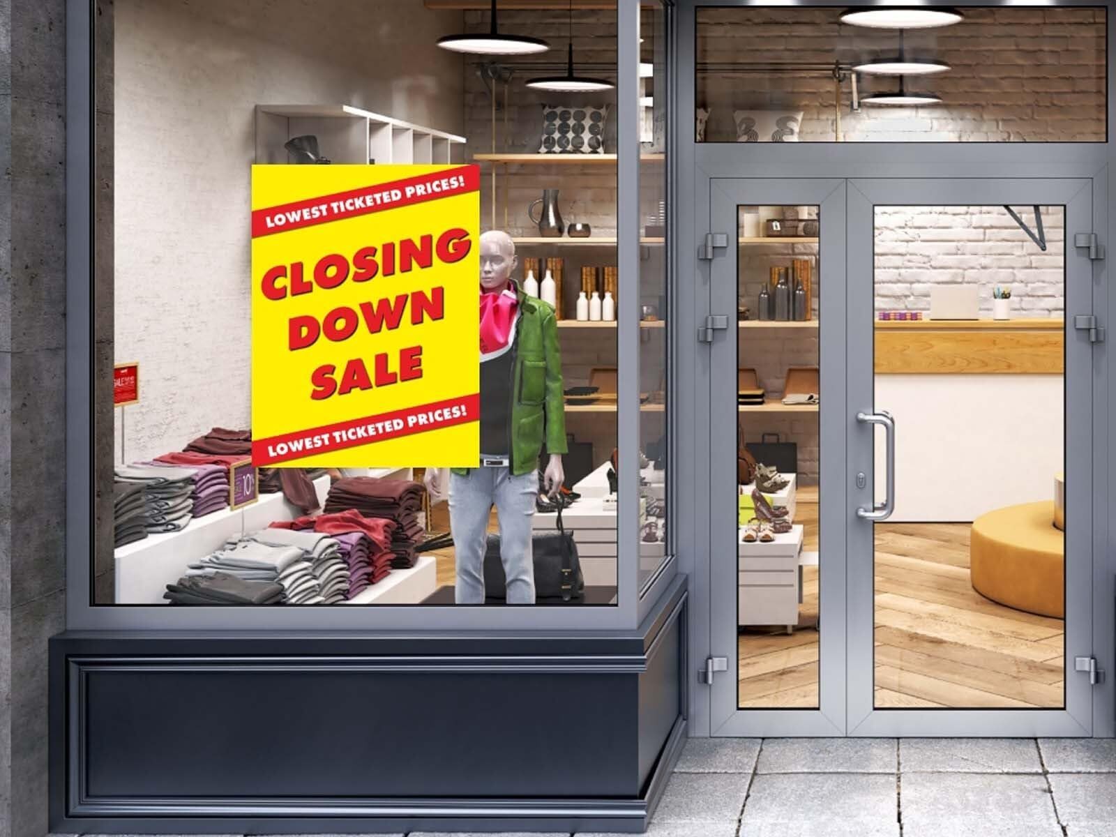 Closing Down Sale | Retail Window Display Sign | 18&Prime;W x 24&Prime;H