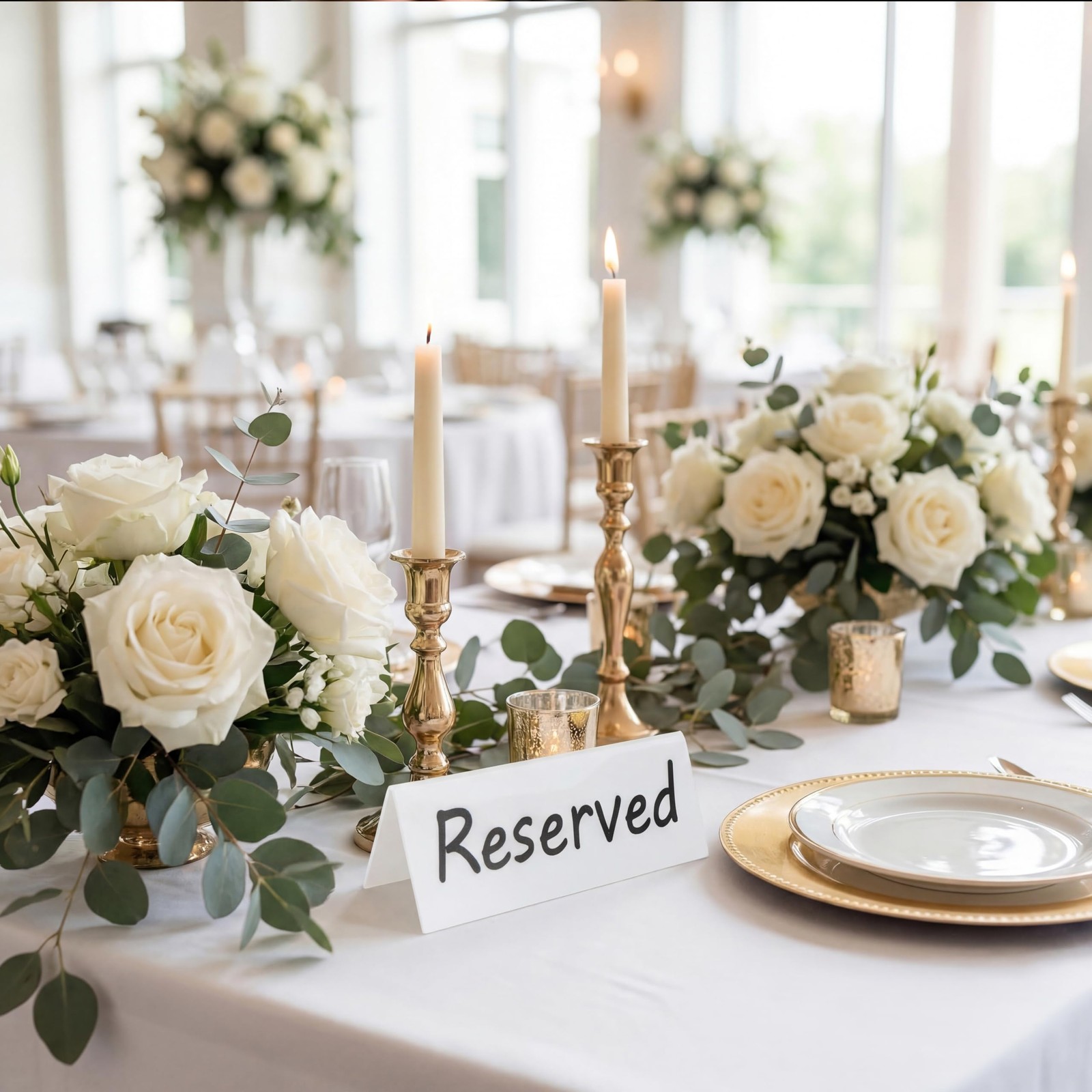 Acrylic Reserved Table Signs Wedding Party Restaurant Double Sided 6 PCS