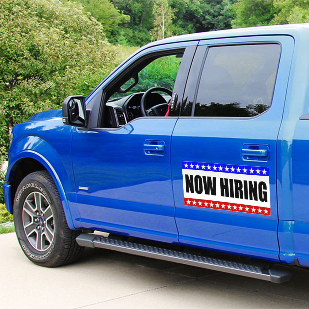 Car Magnet Set of 2 Now Hiring Business A Car Advertising Industrial Sign