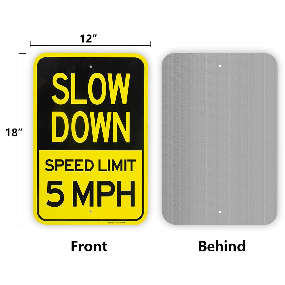 18×12 Inch .040 Large Slow Down Speed Limit 5 MPH Sign Rust Free Alum 2 PCS