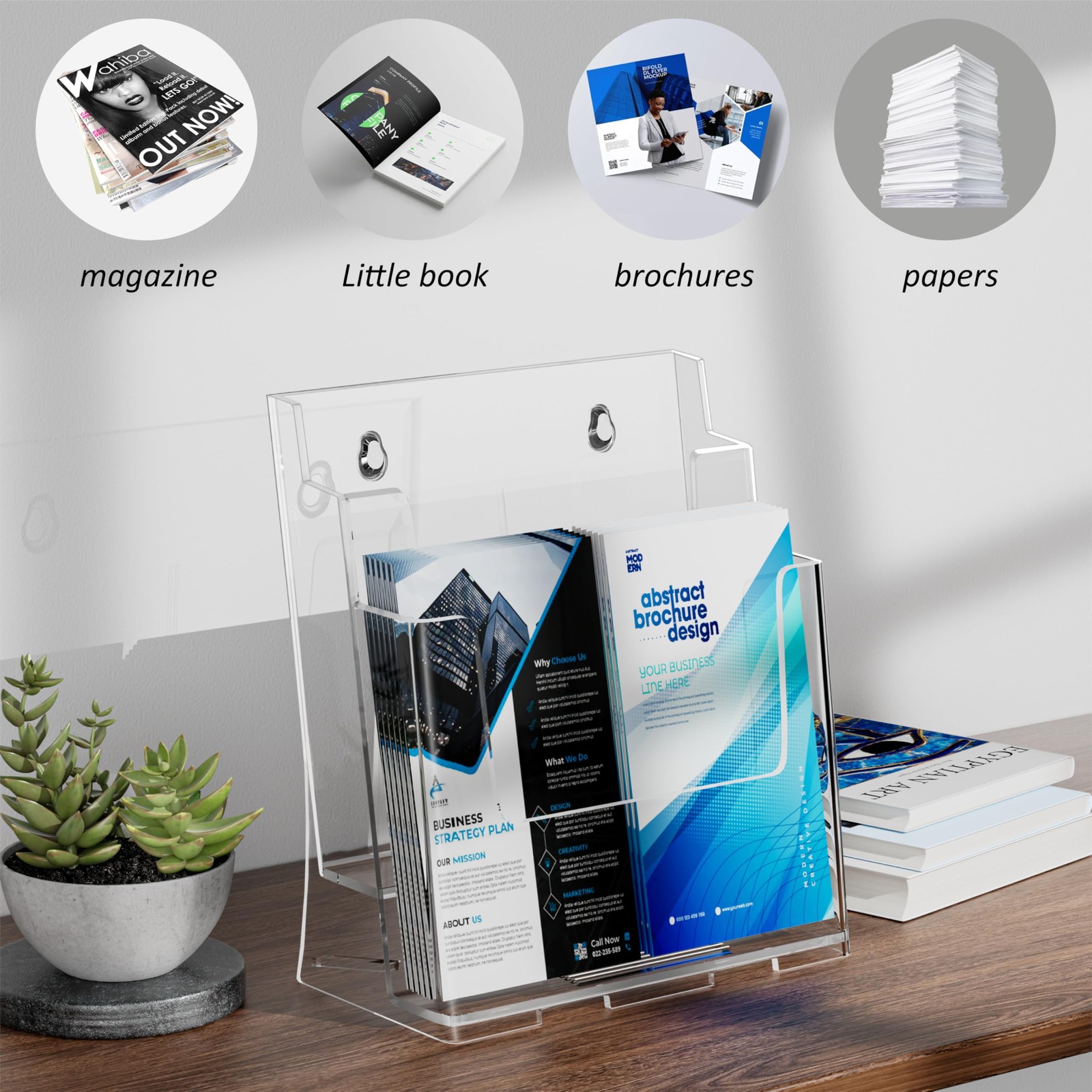 FUCDTEFC 2 Pack Acrylic Brochure Holder 2 2-Tier Holder, Clear