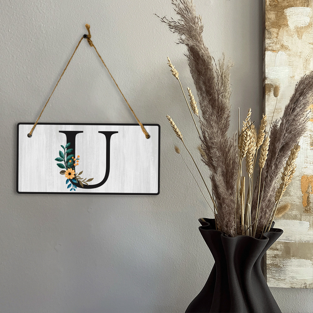U Flower Decor 5×10 Hanging Wall or Door Sign | Alphabet Letter Room Decoration